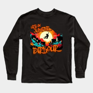 Urban Jumper Parcour Graffiti Design Long Sleeve T-Shirt